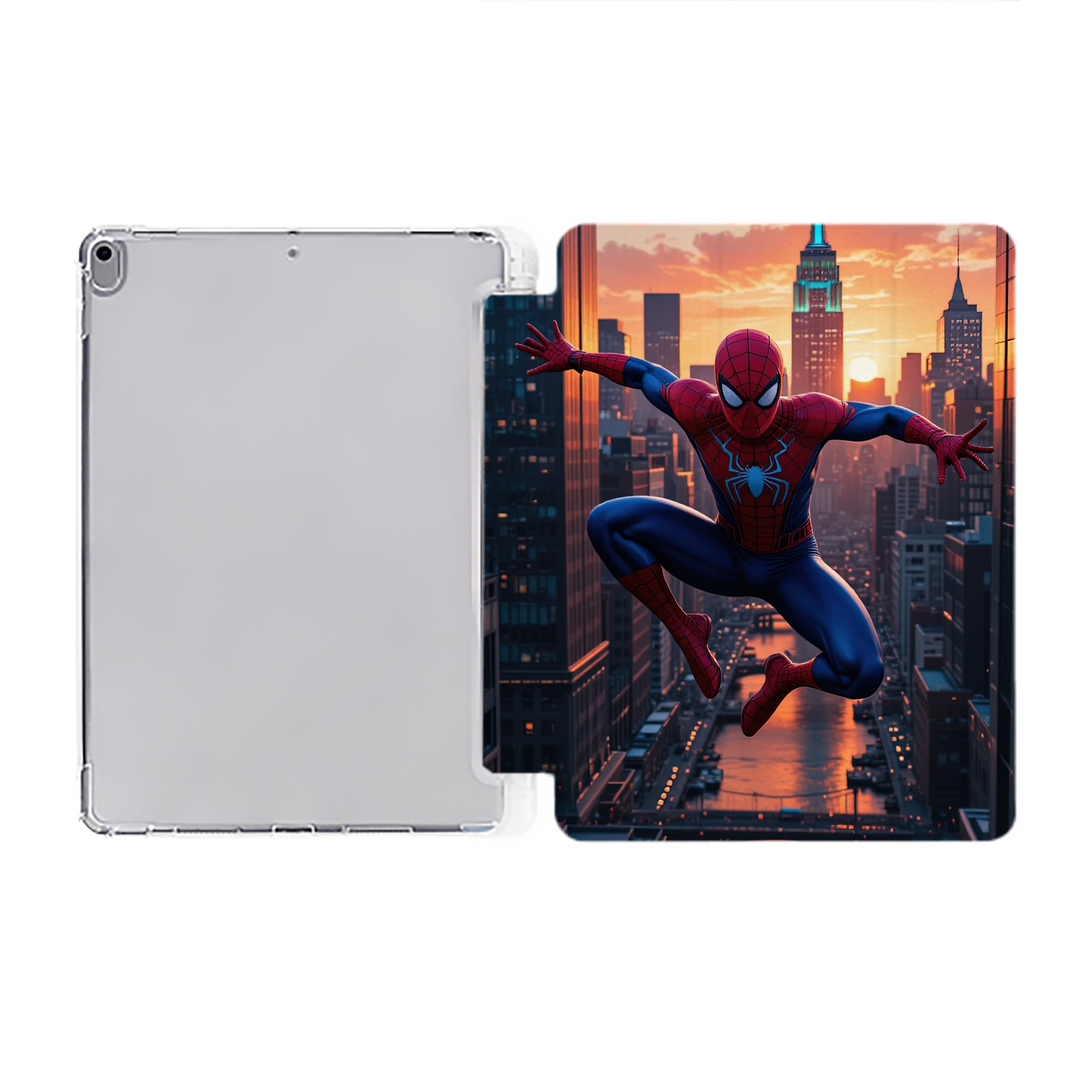 Spider Man スパイダーマン IPad ケース ペン収納付き 三つ折りスタンド PUレザー×シリコン 対応機種9.5/10.5/10.9インチ